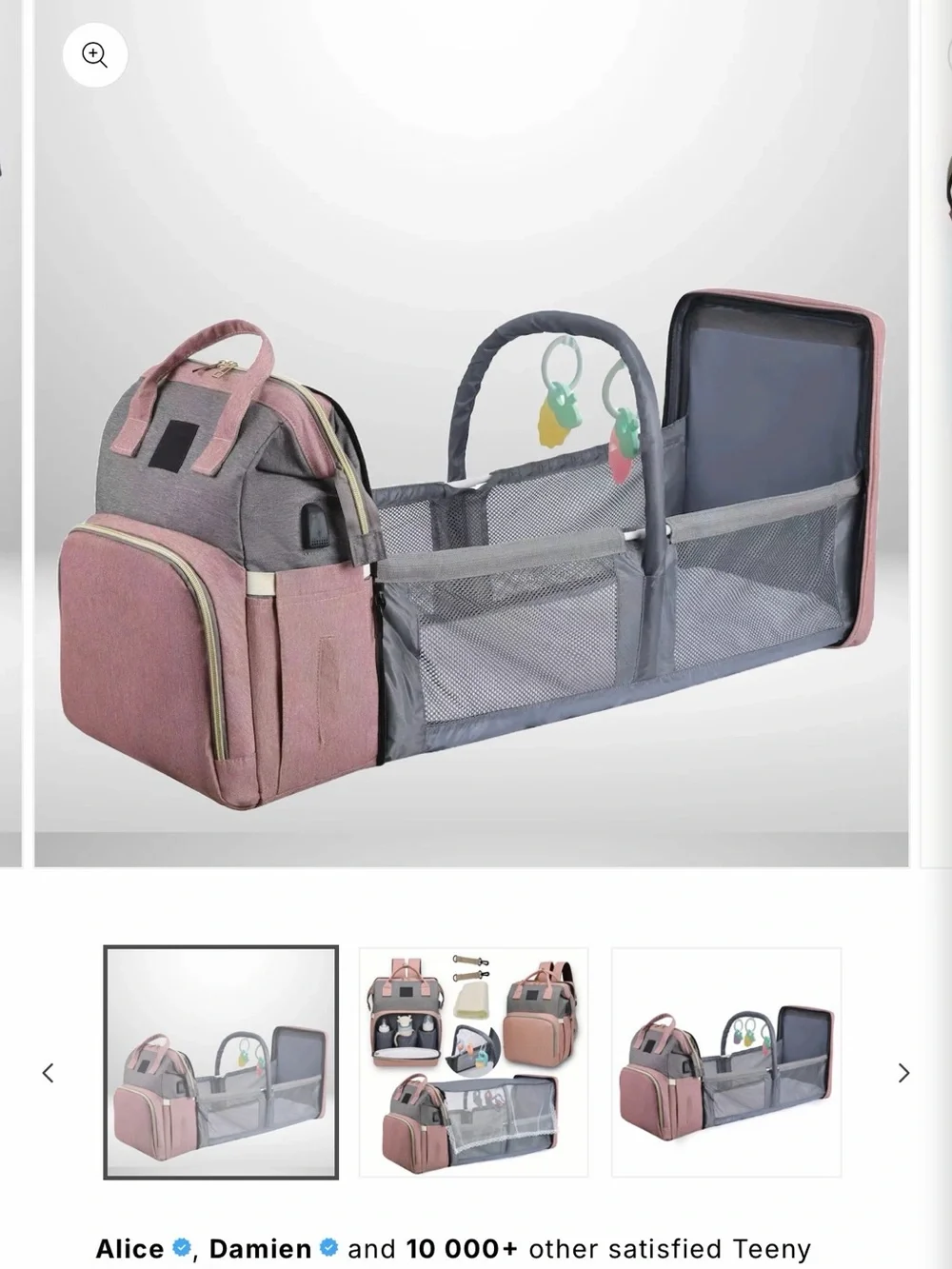 NWT Grey Diaper Bag -Teeny Traveler